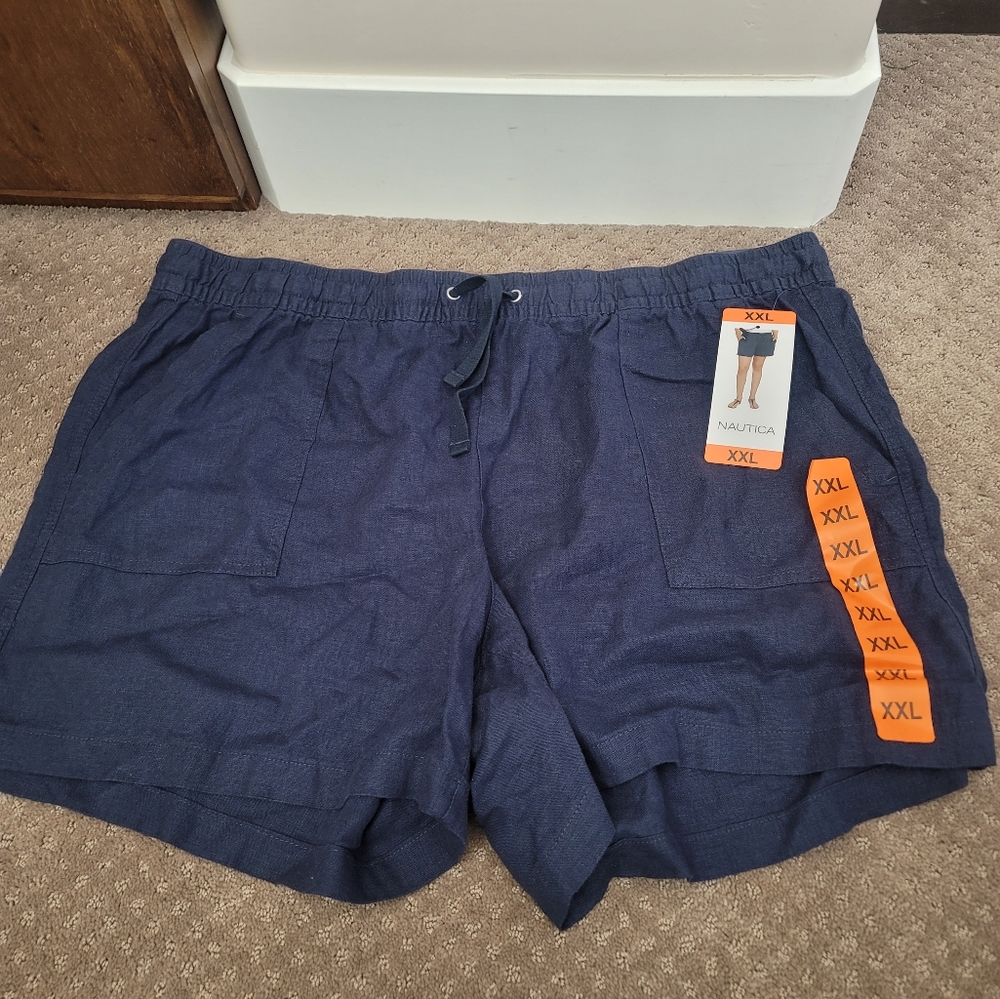 Nautica navy linen drawstring shorts XXL